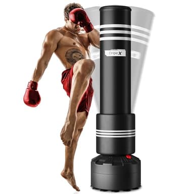 Dripex Sac de Frappe Adulte sur Pied avec Mousse Protecteur Sac de Boxe Autoportant 175 cm Punching Ball Adulte pour MMA Karaté Fitness Taekwondo - Noir