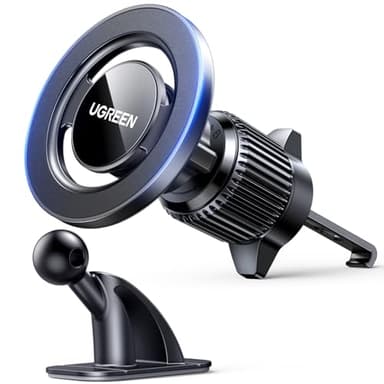 UGREEN 2 en 1 Support Téléphone Voiture Magnétique Tableau de Bord pour MagSafe Adhésif Porte Téléphone Voiture Grille Aération Aimanté Compatible avec iPhone 16 Plus Pro Max 15 14 13 12 Galaxy S25