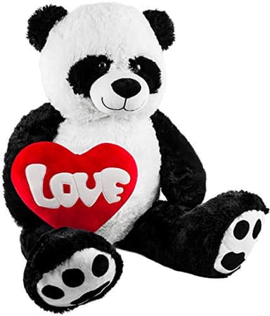 BRUBAKER Peluche géante XXL - Panda Nounours - 100 cm - Cœur en Peluche 'Love' Inclus