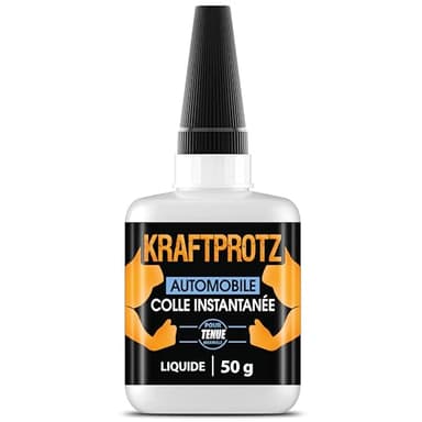 Kraftbrotz Colle instantanée extra forte 50 g, transparente, imperméable et résistante à la chaleur, pointe anti-dessèchement, colle pour plastique, métal et caoutchouc