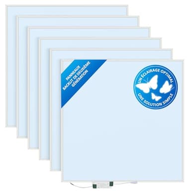 LECOM 6x Panneau LED Plafond 60x60 - Dalles LED Blanc Froid 4000lm Encastrable Plaque LED 5 Ans de Garantie Luminaire Plafonnier (Lumière blanche froide 6500K)