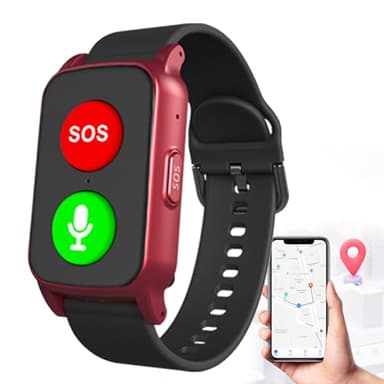 Montre Connectée Pour Seniors, Avec Alerte Chute, Suivi GPS, Fonction Sos,Mesure De La Fréquence Cardiaque Et De La Température, Idéale Pour Les Personnes Atteintes D'alzheimer Ou D'autisme Red