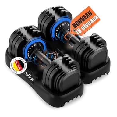 DH FitLife 2026 – Nouveau set d’haltères réglables 2,5 à 25 kg, 18 niveaux, avec disques, pour hommes et femmes(25 kg x 2)