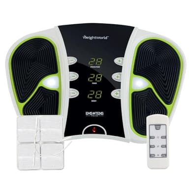 Circulatoire Pieds & Corps, Masseur Électrique Pour Jambes Lourdes, 99 Niveaux d'Intensité, EMS + TENS, electrodes pour electrostimulateur, pour Massage et Relaxation, WeightWorld Circulator