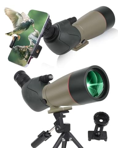 Longue-Vue Zoom Haute Puissance avec Adaptateur Téléphone, Trépied, Sac, Télescope Oculaire Incliné 45°, pour Tir Cible, Observation Oiseaux et Chasse (dy)