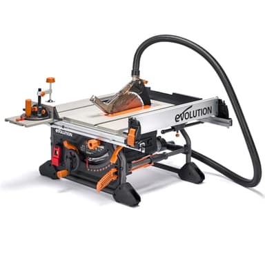Evolution Power Tools R255TBL+ Scie De Table (Nouvelle Génération Rage 5-S) Lame De Coupe Multi-Matériaux Coupe Bois Métal Plastique, Chanfrein De 45˚, Angle De Coupe En Onglet De +/- 60˚, 1800w