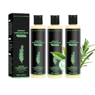 3 Pièces Rosemary Shampoo, Shampooing Romarin Pour La Croissance Des Cheveux, Shampooing À La Kératine Hydrolysée Au Romarin, Naturel Nourrissant Et Hydratant Shampoing Anti Chute Pour Femmes, Hommes