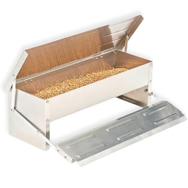 TERRE JARDIN - Mangeoire Poules, 5 kg, XL - Mangeoire Poules Anti Nuisible, Acier Galvanisé - Automatique, Anti Gaspillage, Étanche, Refermable à Pédale, Anti Rangeurs, Oiseaux