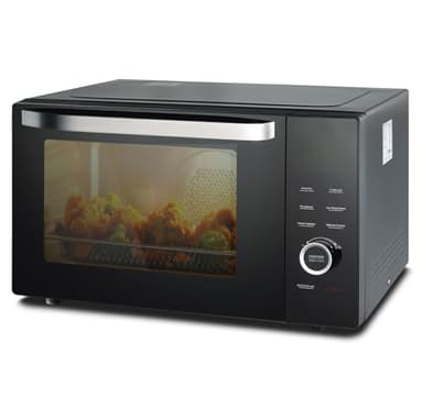 SMETA Four à Micro-ondes 34L Combiné Micro-ondes 1000W, Gril 2400W, Air Chaud 2400W, 10 Menus Automatiques, 6 Niveaux de Puissance, Fonction Combi, Fonction ECO et Désodorisation, Noir