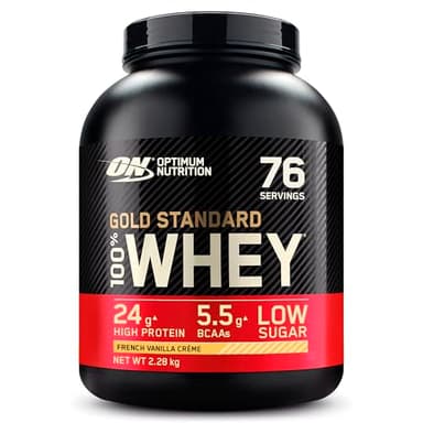 Optimum Nutrition Gold Standard 100% Whey, Protéine, Goût Crème à la Vanille Française, 2.28kg, 76 Doses