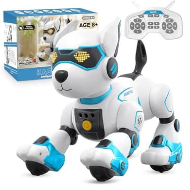 PRANITE Chien Robot, Chien Robot Programmable pour Enfants Télécommandé, Rechargeable, Imitation d'animal, Contrôle Vocal, Contrôle par Gestes, Musique, Danse, pour Garçons et Filles