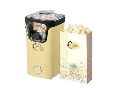 Bestron machine a pop corn, popcorn machine avec technologie d'air chaud, inclut 10 sacs à popcorn & une tasse à mesurer intégrée, Collection Sweet Dreams, Couleur: Jaune
