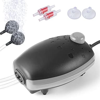 PYPABL 3W Pompe à Air pour Aquarium, 300L/H Bulleur Silencieux Réglable pour Aquarium, Pompe à oxygène puissante pour réservoir de Tortue de Poisson 1-450L (Noir Gris)