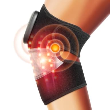Genouillère de Massage Sans Fil 3-en-1 avec Chauffage Lumière Rouge - Soulagement Douleurs Arthrose/Arthrite - Bandage Thermo pour Genou, Épaule, Coude - Batterie 5000mAh