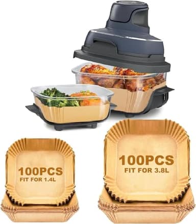 200 Feuilles de Papier Cuisson pour Airfryer Ninja CRISPi - Compatible avec Modèles FN101EUGY, FN101EUST, FN101EUSG (3,8L & 1,4L) - Accessoire Antiadhésif pour Friteuse Sans Huile