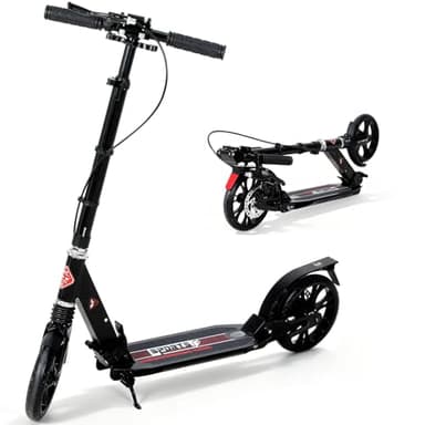 ISE Trottinette en Aluminium Pliable 2 Roues,Hauteur de Guidon Réglable,Double Système d'absorption de Choc & Freinage,Grande Roue avec Pneu Antidérapant,pour Adultes et Adolescents de 12 Ans