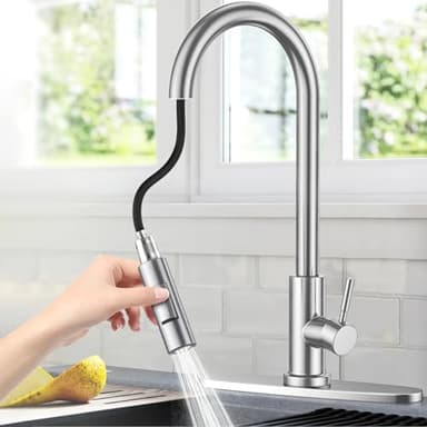 Robinet Cuisine Extractible avec Base Amovible, Norme G3/8" EU Mitigeur Cuisine Chaud et Froid en Acier Inoxydable, Rotatif à 360°Mitigeur Evier Cuisine Librement Mitigeur (Noir-V3)