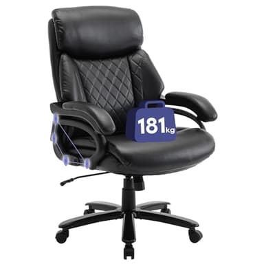 COLAMY Fauteuil de Bureau XXL [181 kg] - Chaise de Bureau à Dossier Haut en Cuir avec accoudoirs réglables et Dossier structuré - Siège Extra Large (59 cm) - pour Le Bureau à Domicile et Le Bureau