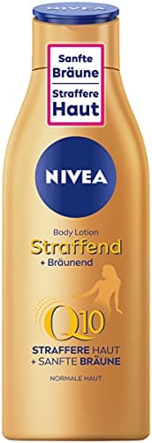 NIVEA Lotion corporelle raffermissante et bronzante Q10, soin pour un bronzage doux avec parfum d'été frais, soin de la peau pour une peau plus ferme en seulement 10 jours (200 ml)