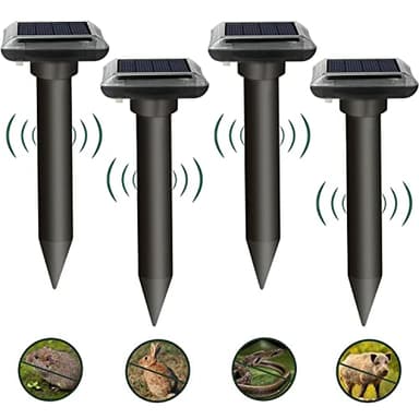 WUGEIN Répulsif Taupe Solaire,Anti Taupe Solaire Vibration Et Ultrasons,4pc Anti Taupe, Résistant aux intempéries pour Taupe, Serpent, Campagnol, Gopher et Autres Animaux