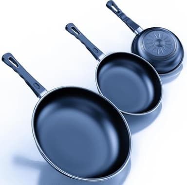 Kiseely Ensemble de poêles à frire antiadhésives, 24 cm + 26 cm + 30 cm, 3 pièces, sans PFAS, passe au lave-vaisselle, convient à tous les types de cuisinières, y compris l'induction (XB2)