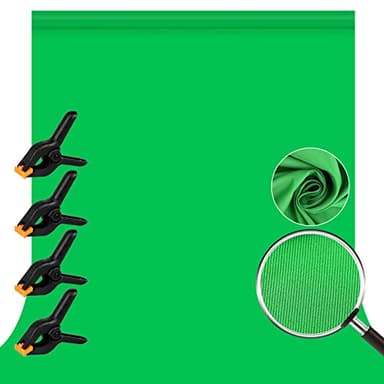 Fond Vert, Orthland Green Screen 3x3m / 9.8x9.8ft Fond Vert pour Video avec 3 Clips, Pliable de 100% Mousseline pour Photographie, Vidéo, Télévision et Décoration de fête