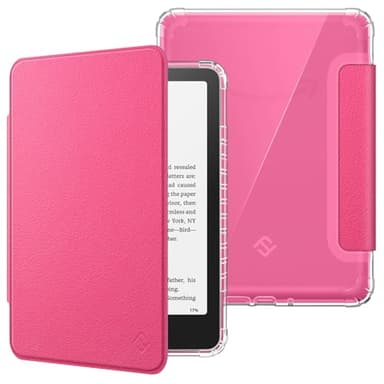 FINTIE Étui pour 7" Kindle Paperwhite (12e Génération, 2024) et Kindle Colorsoft (1re Génération, 2025/2024), Étui Transparent en TPU Souple Housse Veille/Réveil Auto, Magenta