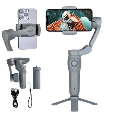 Rollei Steady Butler Mobile 3 SE Stabilisateur Smartphone 3 Axes, Mobile Gimbal Léger et Pliable Compatible avec iPhone 16/15/14/13/12 Pro Max et Android pour Vidéo TikTok Youtube Instagram