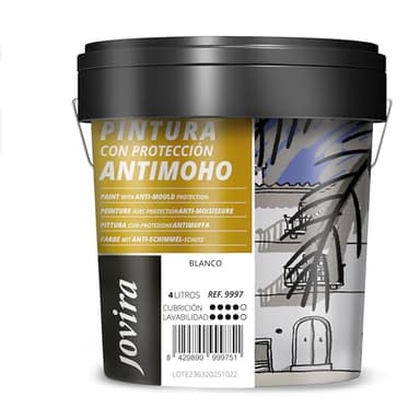 JOVIRA PINTURAS Peinture Anti-Moisissures, prévient les moisissures, résiste à l'apparition de moisissures sur les murs, (4 Litres, mat, blanc)