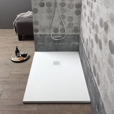 Kiamami Valentina - Receveur de Douche en résine 100x70 Blanc Effet Pierre Muse