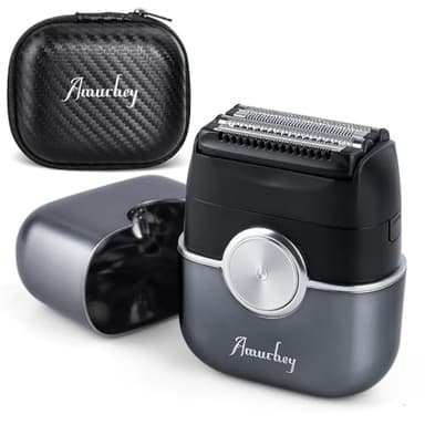 Mini rasoir électrique pour homme avec étui de voyage [2025] Rasoir électrique étanchéité IPX7, Rasoir Portable Homme avec Tondeuse à cheveux longs et rasage à grille, Rasoirs à grille avec Écran LCD