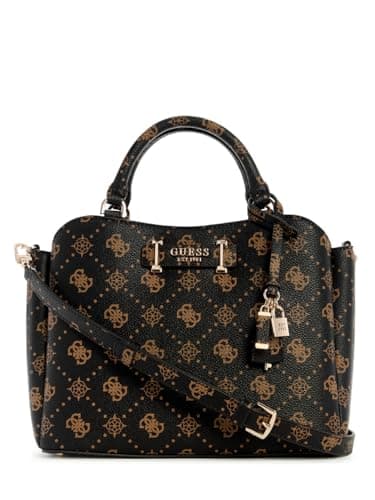 GUESS sac à main sac à épaule Silia Girlfriend Satchel Espresso Logo marron foncé