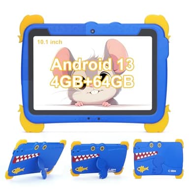 C idea 10,1 Pouces pour Enfants Tablette, 4 Go de RAM + 64 Go de ROM, écran FHD 1280 x 800, Batterie 6000 mAh, contrôle Parental, Wi-FI, Bluetooth, Tablette Android pour Enfants de 3 à 12 Ans (Bleue)