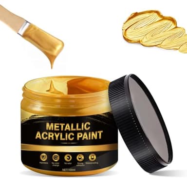 Gold Paint, Peinture Acrylique Or, Peinture Acrylique Métallisée for All Surfaces, Ceramique Sans Cuisson pour Artistes Débutants Sur Papier, Toile, Bois, Céramique, 100ml