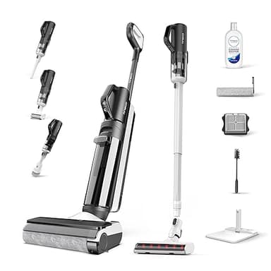 Tineco Floor One S5 Combo Power KIT Aspirateur Eau et poussière Intelligent avec Technologie iLoop 5 en 1, aspirateur à Manche Ultra Silencieux pour Poils d'animaux, sols durs, écran LED, Wi-FI