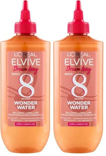 L'Oréal Paris Elvive Wonder Water - Baume liquide avec technologie lamellaire, traitement pour cheveux longs et abîmés (Lot de 2)