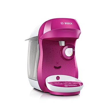 Bosch Machine à Café Tassimo Happy, tas1001, plus de 40 boissons chaudes, OneTouch, cafétière à dosette, format compact, Intellibrew, violet & blanc