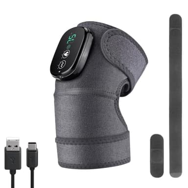 Tiiyee Masseur de Genou Sans Fil, Massage Genoux 3 in 1 Genouillère Chauffante Fonction de Vibrations Appareil Massage épaules Coudes Masseur de Mollet avec 3 Niveaux de Chauffag Batterie 5000mAh