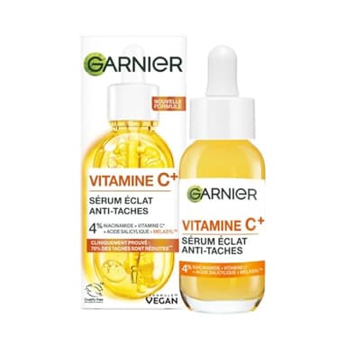 GARNIER Skin Active - Sérum Éclat - Anti-Tache Brunes - Soin Visage Enrichi En 3.5-4% Niacinamide, Vitamine C & Acide Salicylique - Vegan & Cruelty Free - 30 ml - L'emballage peut varier