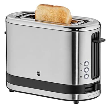 WMF KITCHENminis Grille-Pain, 1 Fente, 600W, Design Extra Compact, 7 niveaux de Brunissage, Réchauffe Viennoiserie, Inox Cromargan Haute Qualité 0414100011