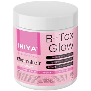 B-Tox Capillaire Sans Formol 1kg | Huile de Ricin, Protéine & Panthenol | Effet Miroir, Réparation, Hydratation | B-Tox Glow Iniya Professional