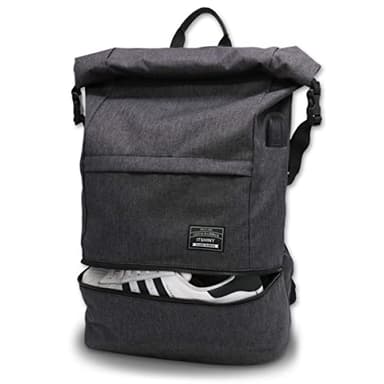 ITSHINY Sac à Dos Roll Top Antivol pour Ordinateur Portable 15,6 Pouces - Casual et Résistant à l'eau, Léger pour Homme et Femme - Noir