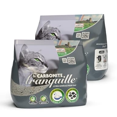 Tranquille - Litière pour Chat Agglomérante Minerale Carbonite 8 litres - Lot de 2