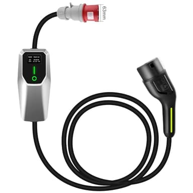 AWESAFE Borne de Recharge Électrique Triphasée Type 2, 32A Réglable (6A/8A/10A/13A/32A), EVSE avec Prise CEE, Boîtier de Contrôle Argenté, Compatible Voitures Électriques et Hybrides Rechargeables