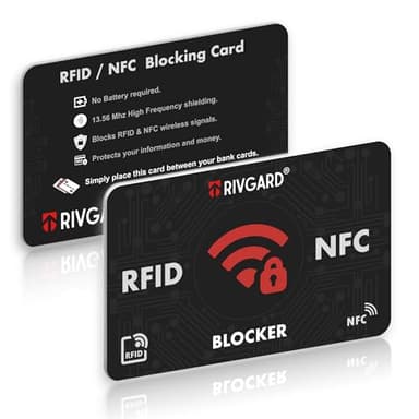 Rivgard x2 Cartes de Protection Anti-Ondes RFID et NFC, Protection pour Cartes sans Contact, Protégez Vos Portefeuilles et Porte Cartes efficacement, Carte Anti Piratage, Anti Fraude, Bloqueur RFID