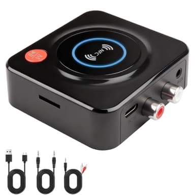 Récepteur Bluetooth 5.1,Adaptateur Audio Haute Fidélité avec Lecteur TF/Carte SD,Compatible avec Enceintes, Chaînes Hi-FI,Téléviseurs Et Voitures, Sortie 3.5 MM,Connexion Automatique,Noir