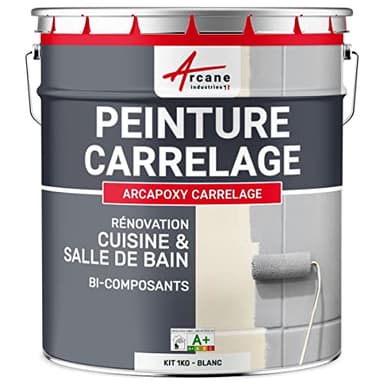 ARCANE INDUSTRIES Peinture carrelage cuisine & salle de bain, résine bi-composante : Arcapoxy carrelage - 1 kg (jusqu'à 10 m² en 2 couches) Blanc - RAL 9003