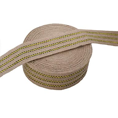 artapisserie.fr Sangle de Jute - Rouleau de Ruban en Toile de Jute Naturelle - Largeur 70mm - Rayures Jaunes - Rouleau de 25 mètres