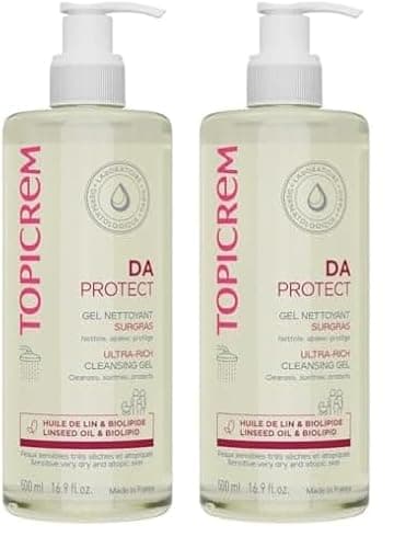 Topicrem - DA Gel Nettoyant Surgras - Nettoie, Apaise, Protège - Gel Douche pour Peaux Sensibles, Sèches, Atopiques, Bébés, Enfants et Adultes - Fabrication Française - 500 ml (Lot de 2)