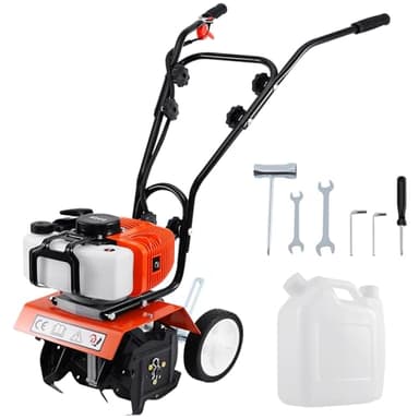 Samger Moteur de Cultivateur 52cc Motobineuse Thermique 2 Temps Motoculteur Essence 1.65KW, Largeur de Travail 28cm, Profondeur de Travail 10cm
